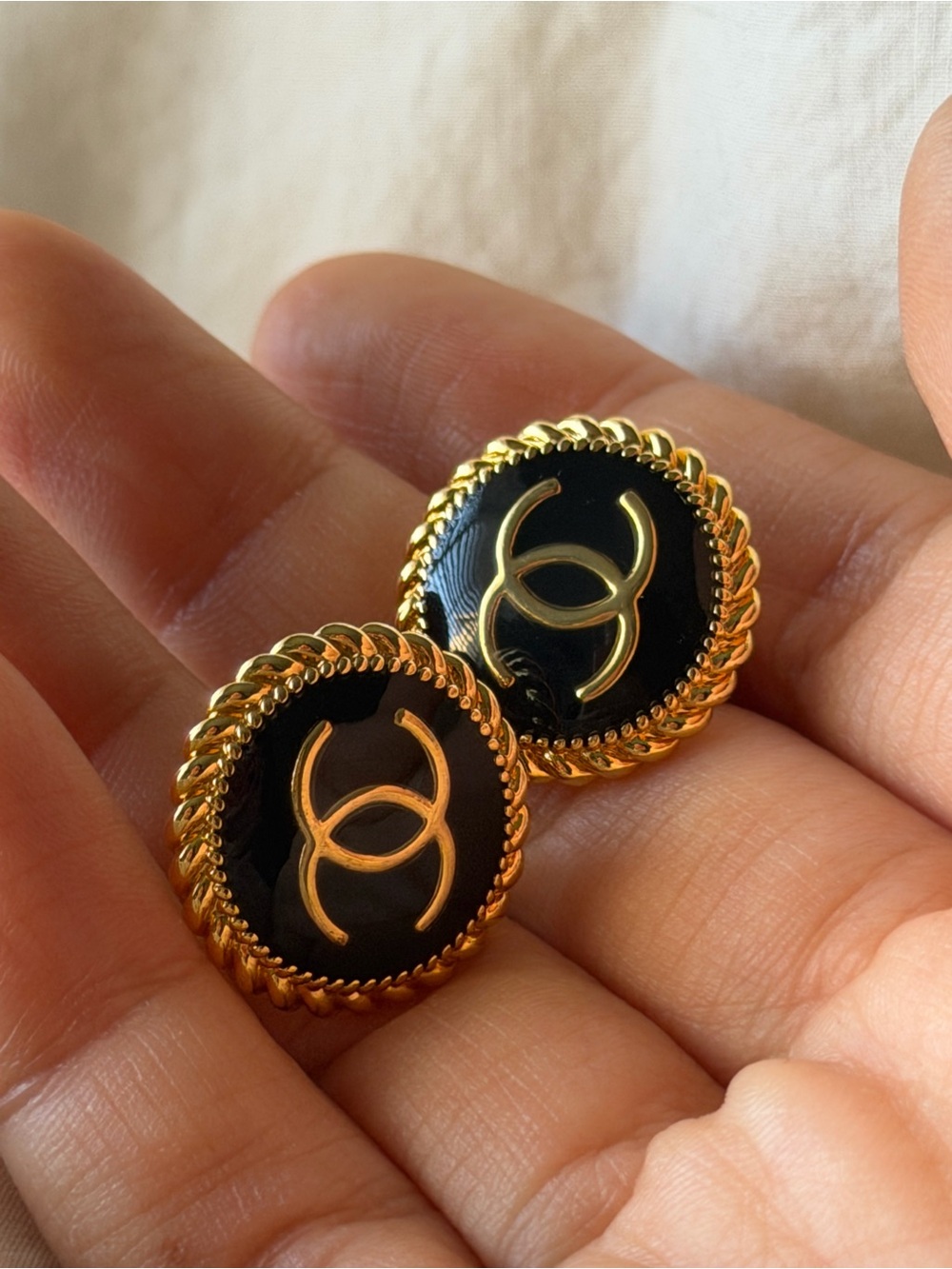 Beautiful Black & Gold Chanel Earrings